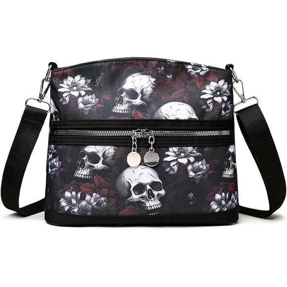 Women Gothic Skull Shoulder Bag Y2K Backpack Street Hippie Style Wallet Red main image 6